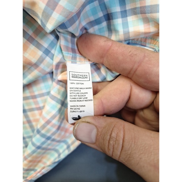 Southern Marsh Mens XL Pastel Plaid Cotton Long Sleeve Button Down Easter Preppy - Picture 8 of 10